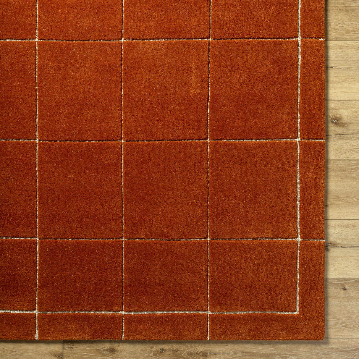 Siarl Burnt Orange Checkered Area Rug