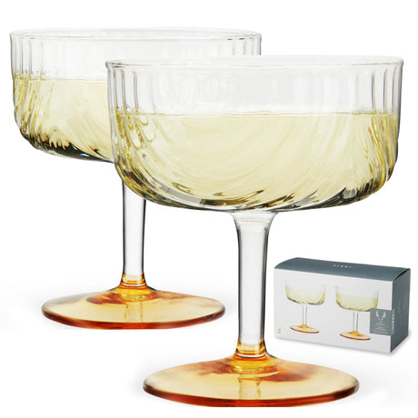 Deco Gold-Banded Art Deco Coupes – Set of 2