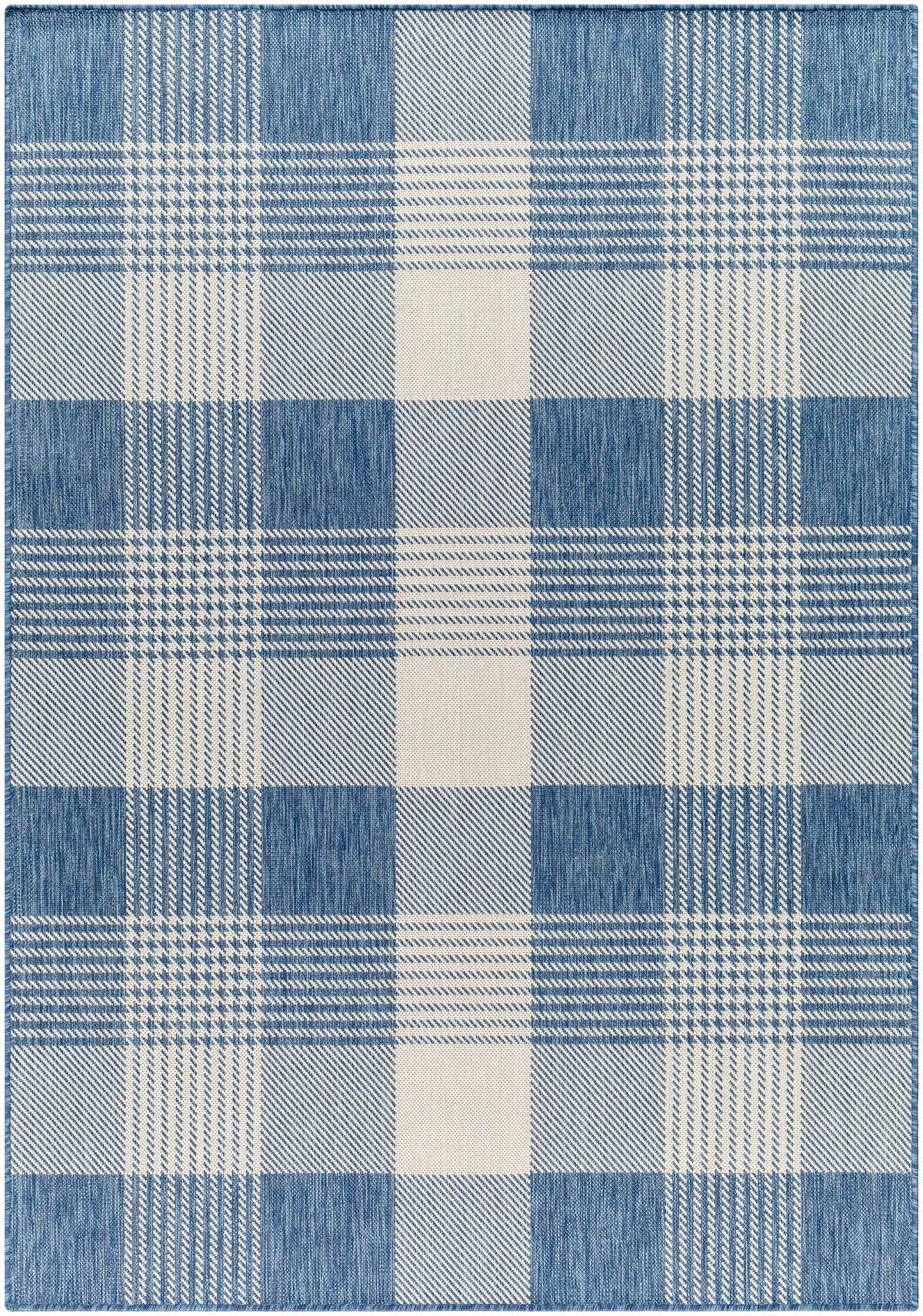 Aubin Blue Plaid Area Rug - Clearance