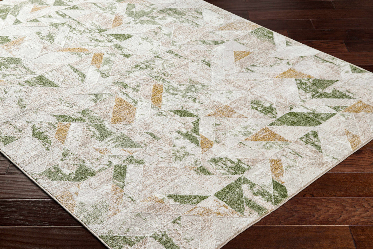 Gonca Green Geometric Area Rug