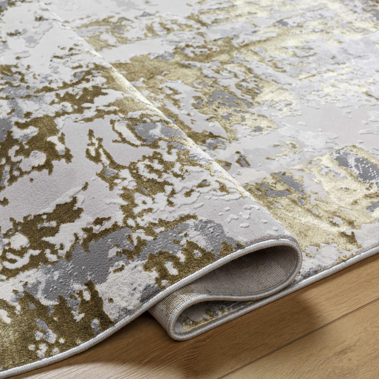 Junko Gray & Green Marble Area Rug - Clearance