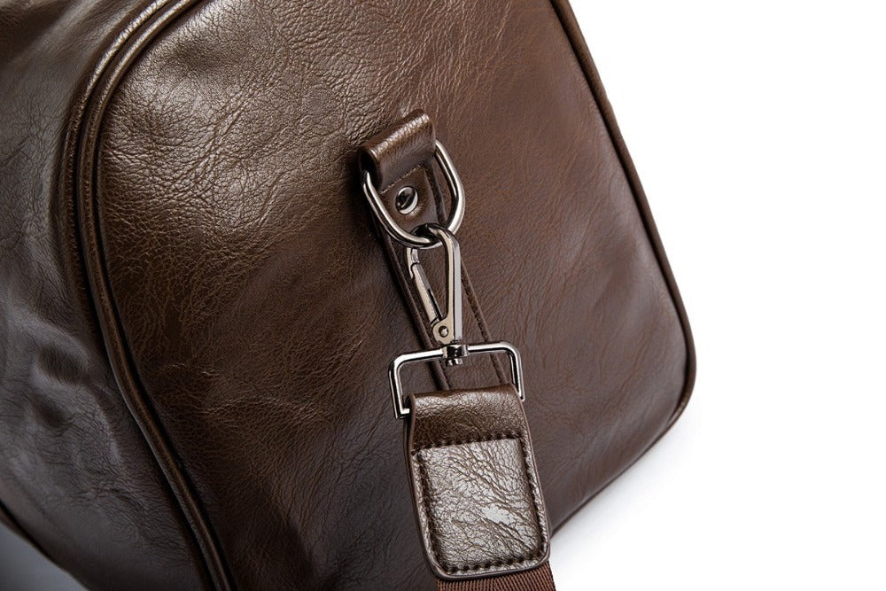 Large PU Leather Travel Duffel Bag Lightweight Carry On Weekender 45cm