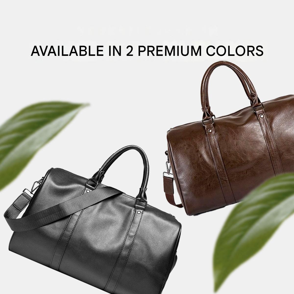 Large PU Leather Travel Duffel Bag Lightweight Carry On Weekender 45cm