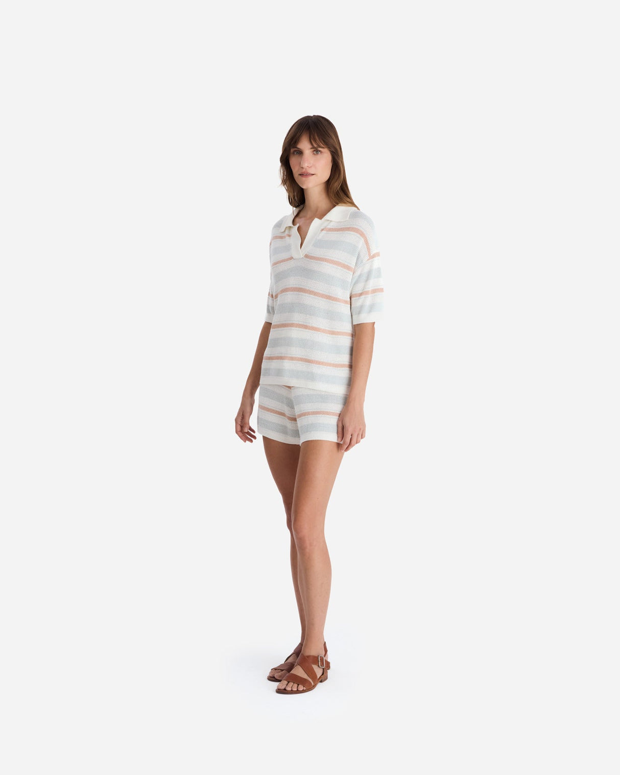 Lido Stripe Cloud Crochet Polo Shirt