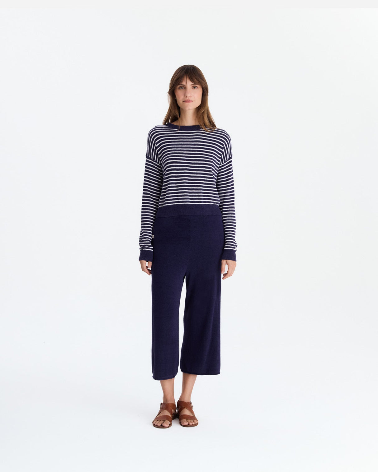 Striped Cloud Cool Light Cropped Sweater