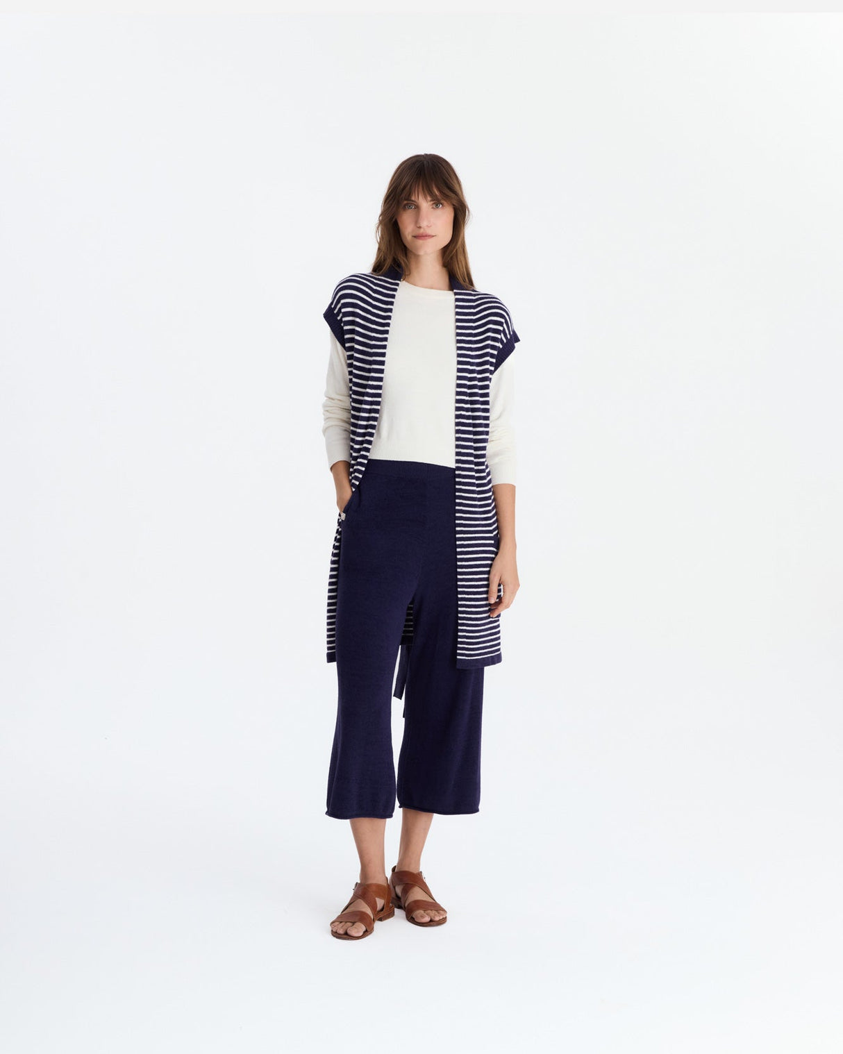 Striped Cloud Cool Light Short Cardigan