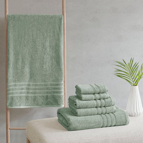 Sustainable antimicrobial bath towel 6 piece set - 4 colors available - Tuesday Morning - Bath Towels