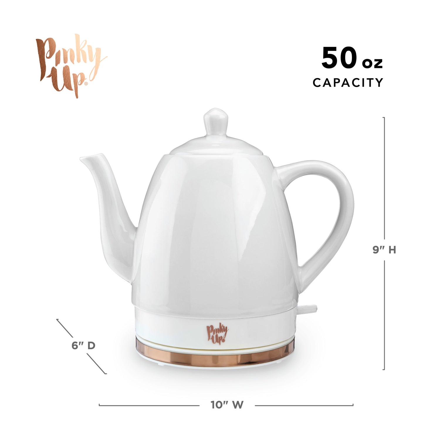 Noelle™ grey ceramic electric tea kettle by pinky up®