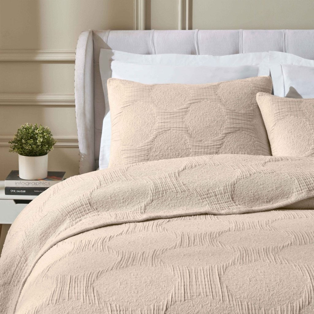 Tanta Cotton Medium Weight Textured Modern Circles Woven Coverlet - Coverlet by Superior Brand