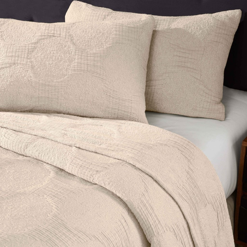 Tanta Cotton Medium Weight Textured Modern Circles Woven Coverlet - Coverlet by Superior Brand