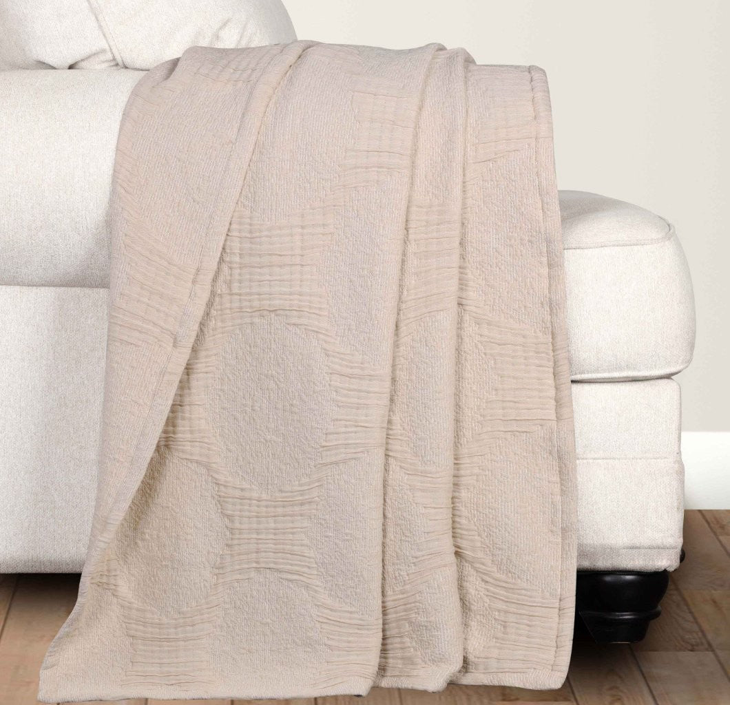 Tanta Cotton Medium Weight Textured Modern Circles Woven Coverlet - Coverlet by Superior Brand