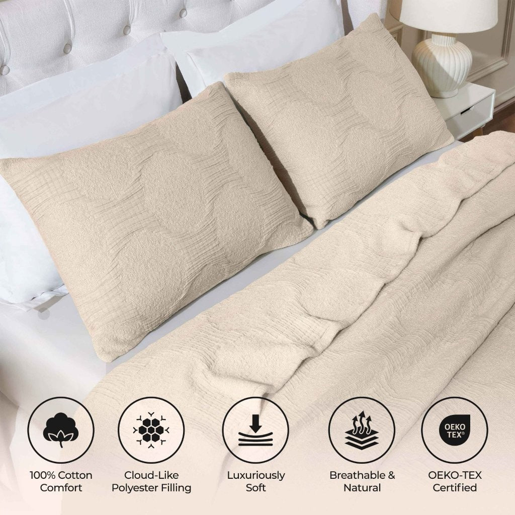 Tanta Cotton Medium Weight Textured Modern Circles Woven Coverlet - Coverlet by Superior Brand