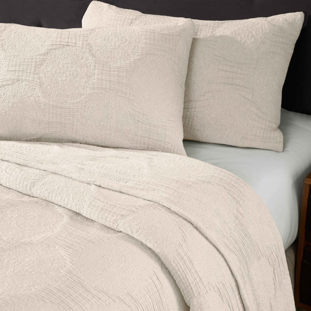 Tanta Cotton Medium Weight Textured Modern Circles Woven Coverlet - Coverlet by Superior Brand