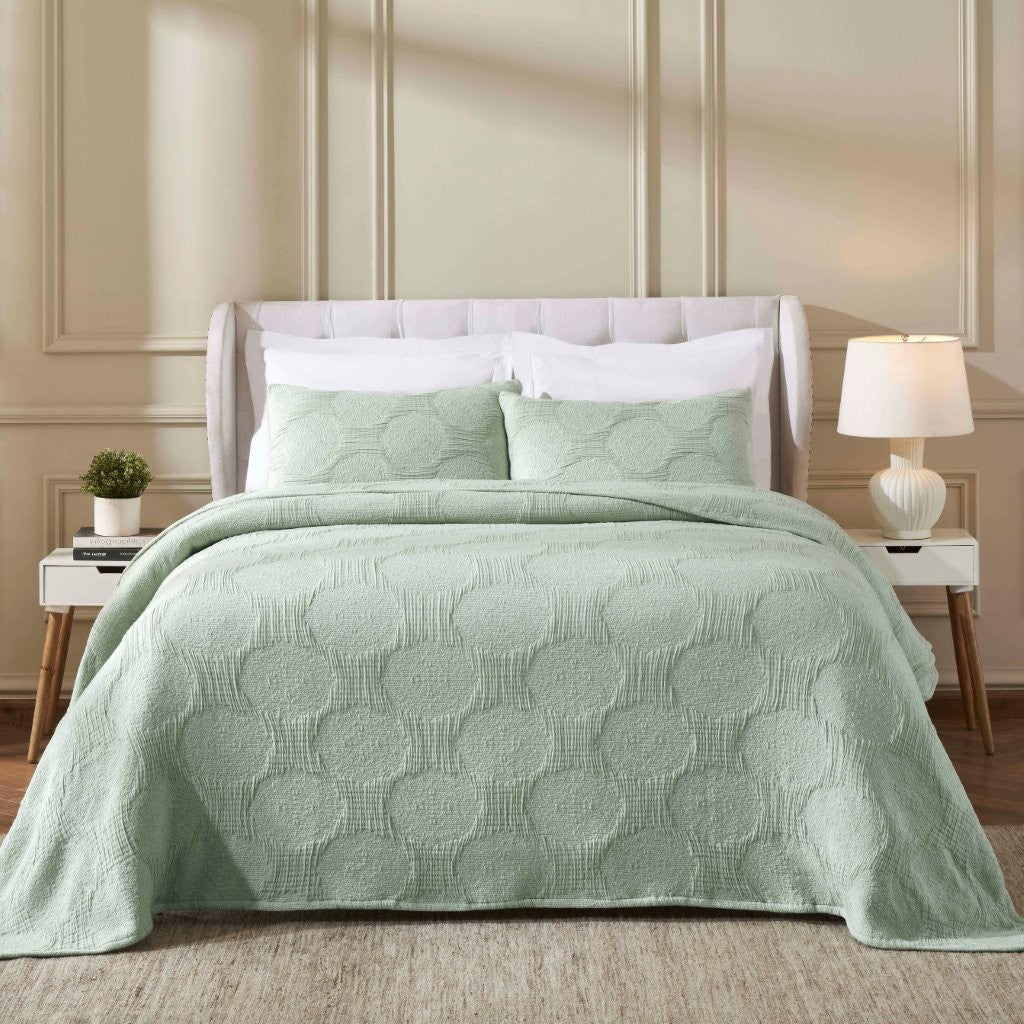 Tanta Cotton Medium Weight Textured Modern Circles Woven Coverlet - Coverlet by Superior Brand