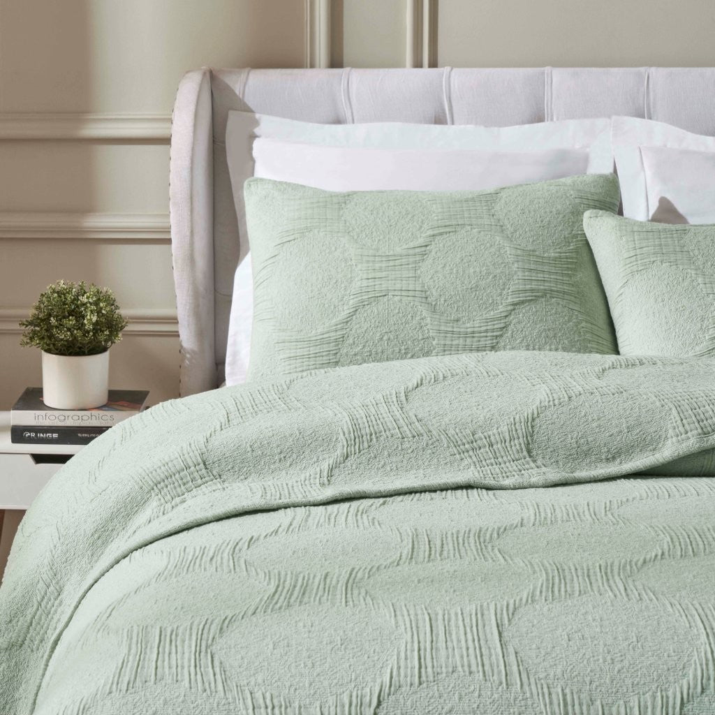 Tanta Cotton Medium Weight Textured Modern Circles Woven Coverlet - Coverlet by Superior Brand