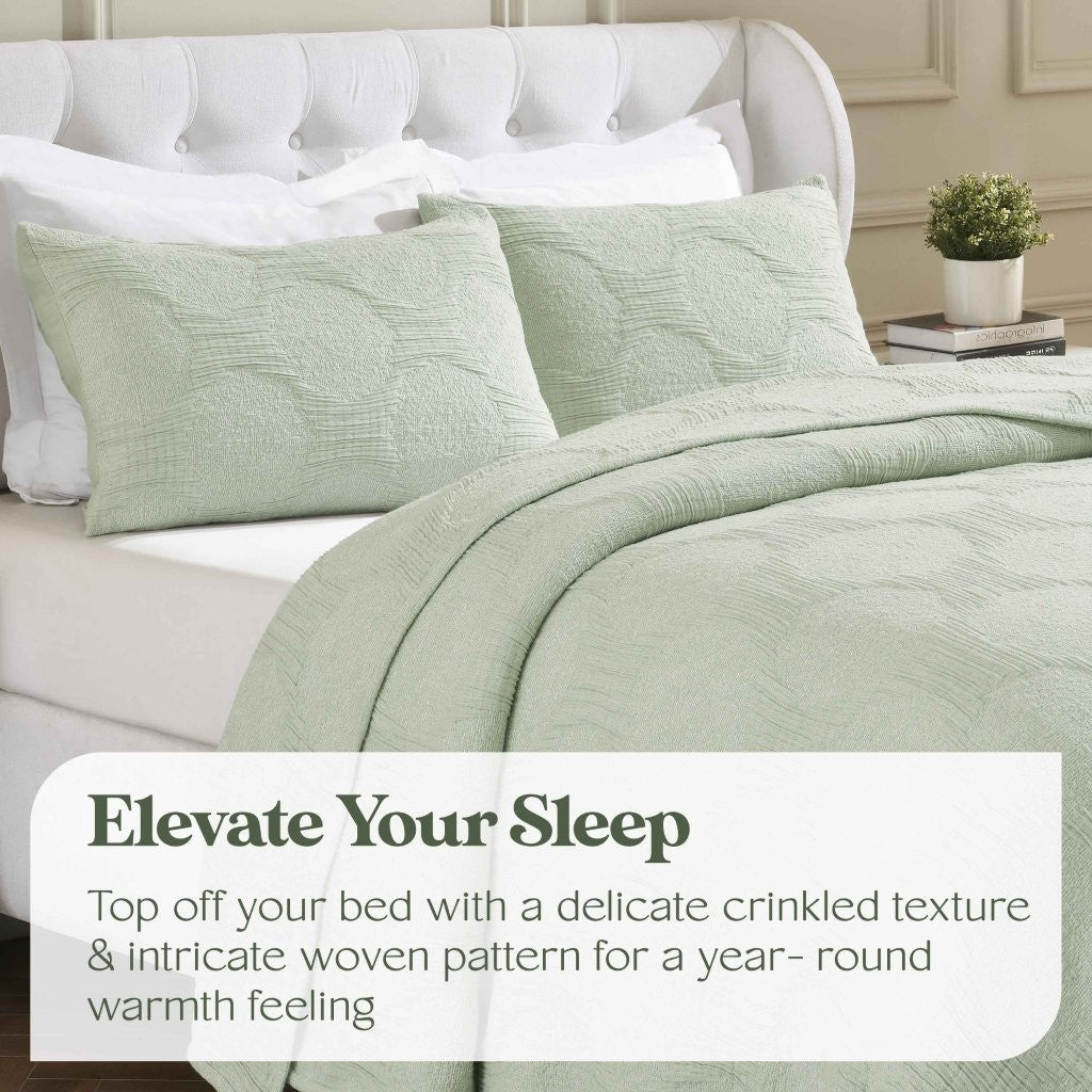 Tanta Cotton Medium Weight Textured Modern Circles Woven Coverlet - Coverlet by Superior Brand