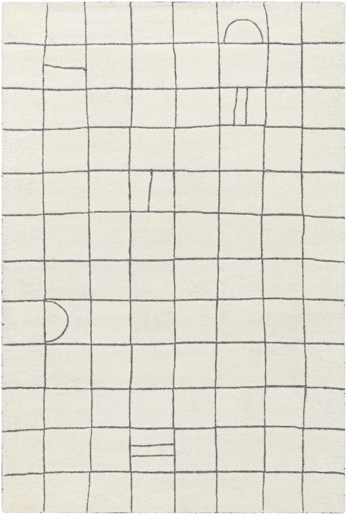 Tanya Pearl White Grid Wool Rug