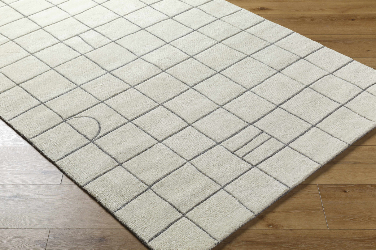 Tanya Pearl White Grid Wool Rug