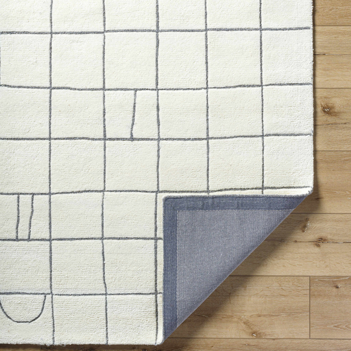 Tanya Pearl White Grid Wool Rug