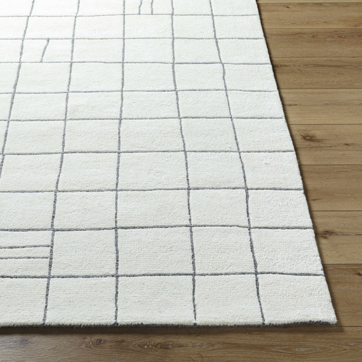 Tanya Pearl White Grid Wool Rug