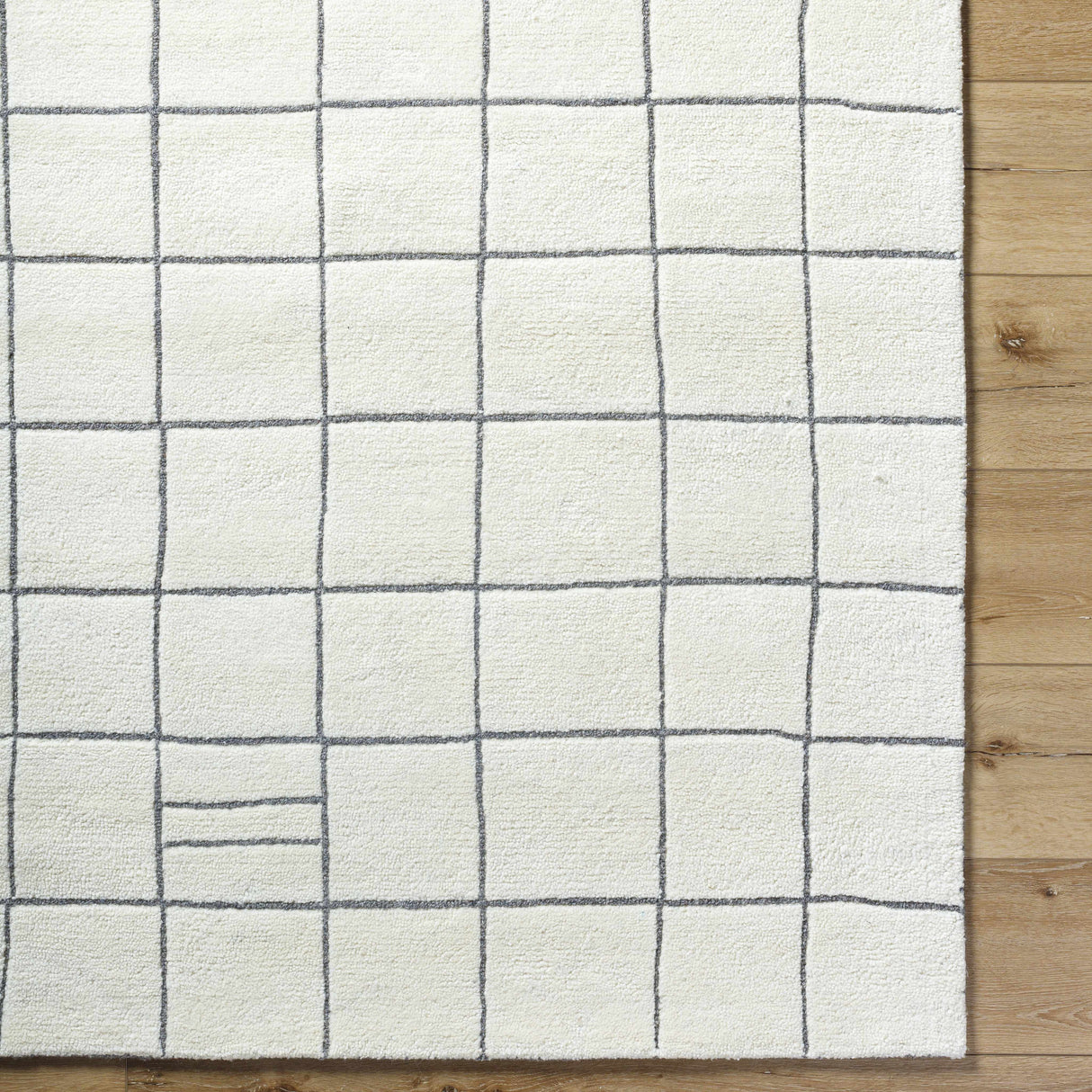 Tanya Pearl White Grid Wool Rug