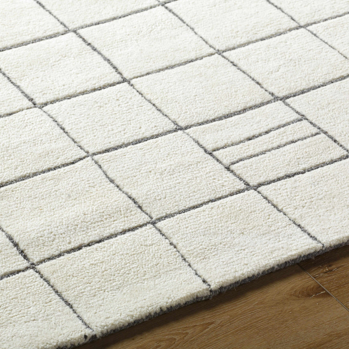 Tanya Pearl White Grid Wool Rug