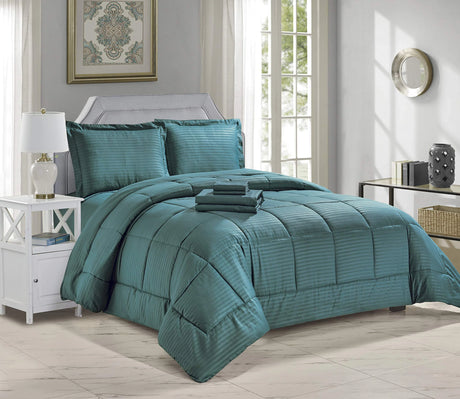 Home essentials  8 piece embossed stripe bed in a bag