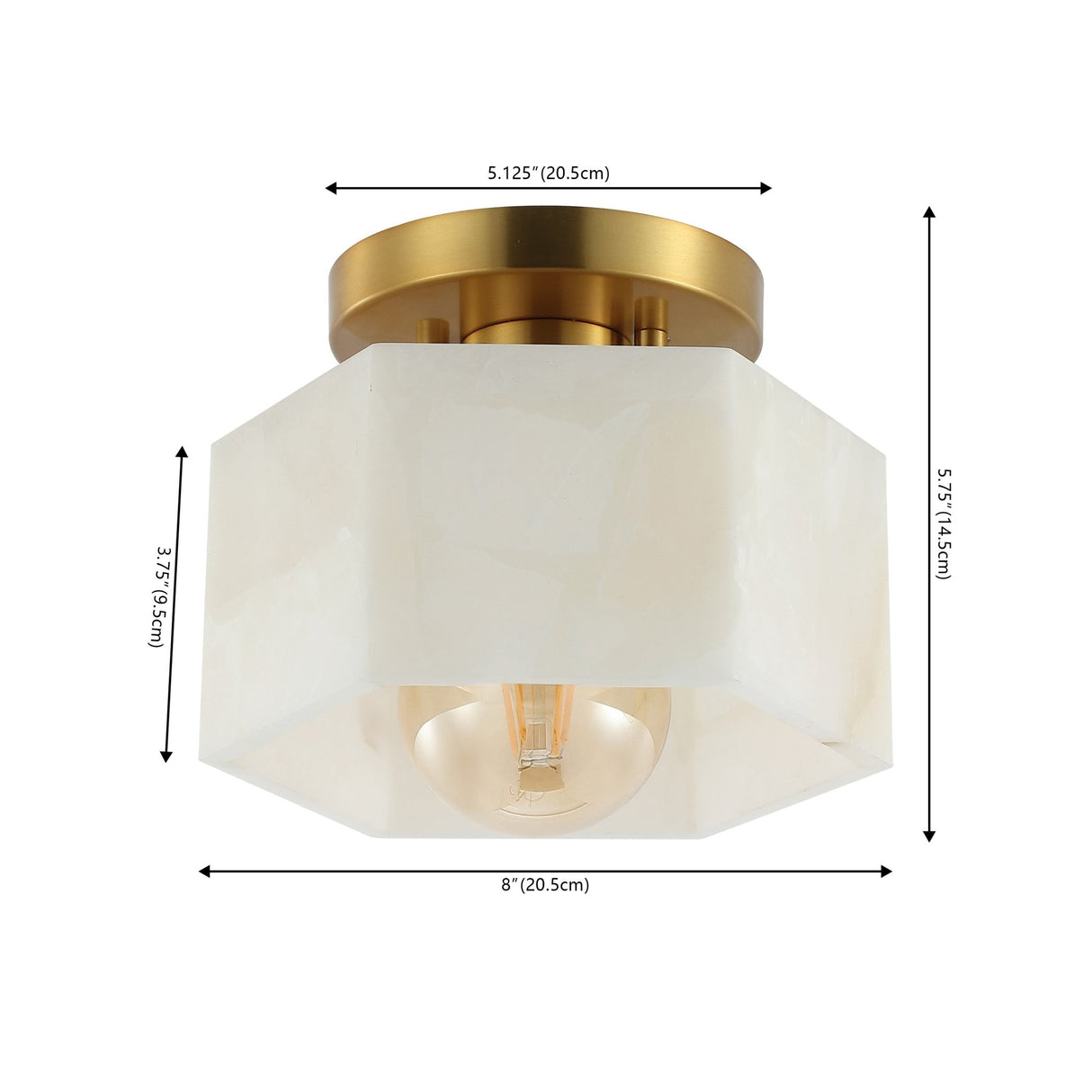 Tessa 1 - light modern contemporary alabaster/iron hexagonal led semi flush mount - Tuesday Morning - Flush Mounts