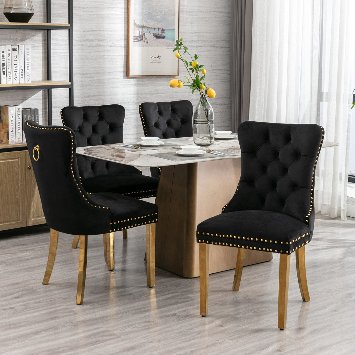 The Modern Textured Fabric with Nail head trim Dining Chairs – Set of Two - Tuesday Morning - Kitchen & Dining Room Chairs
