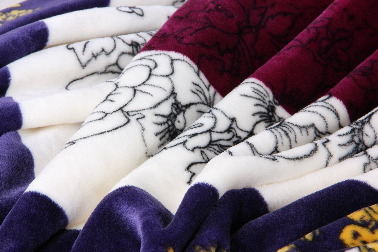 DaDa Bedding Botanical Floral Striped Carnations Mink Flannel Fleece Throw Blanket (XY9829)