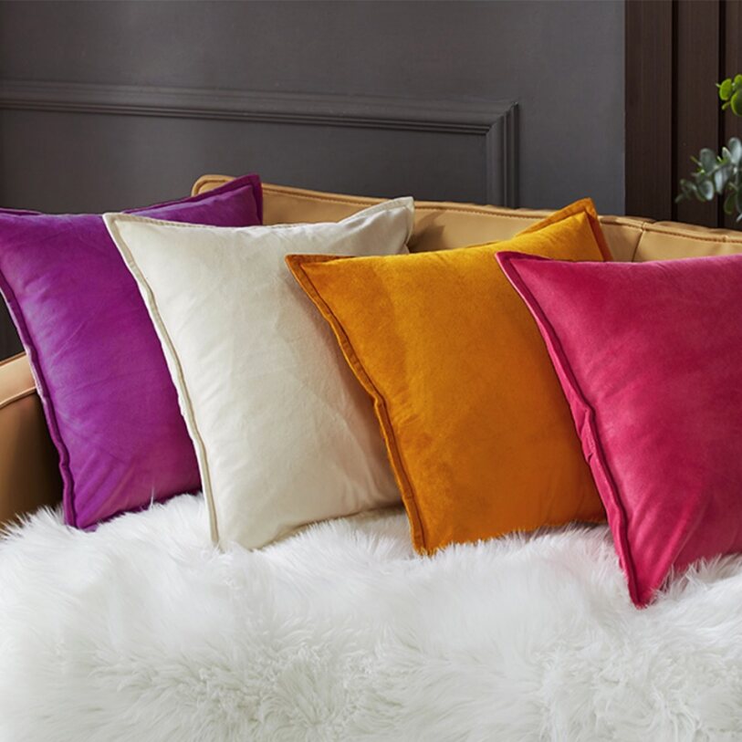 Velvet Throw Pillow pack of 1, size 12"x20, 18"x18", 20"x20" options, Blue, velvet, 12X20 – Fancy & Stacy