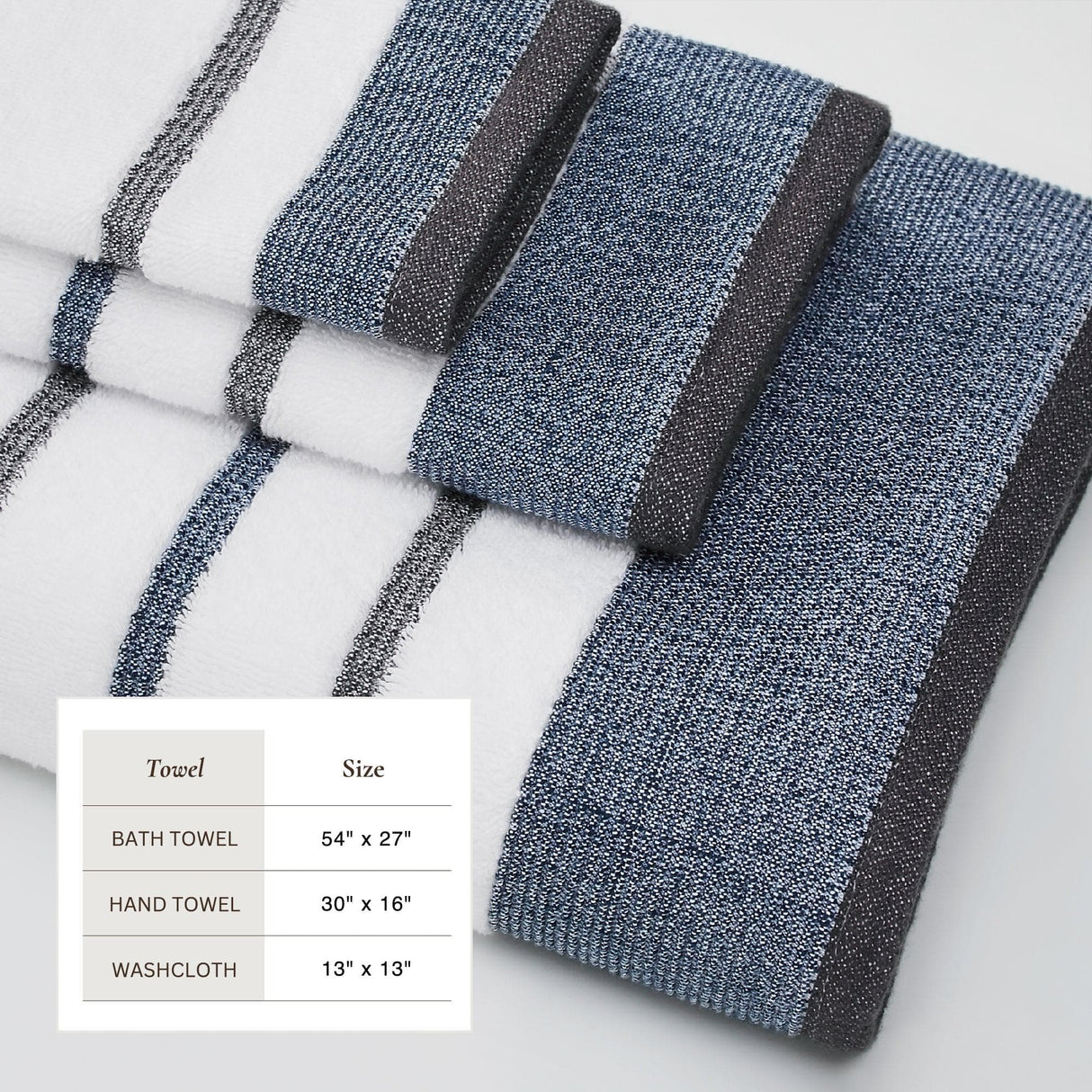 Decorative Cotton Stripe Bath Towel Set - Noelle Collection