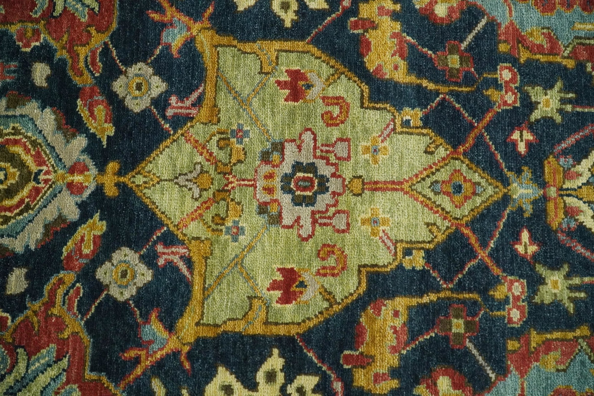 Traditional Blue and Gold Multi Sizes Antique Style Hand knotted Oushak Area Rug