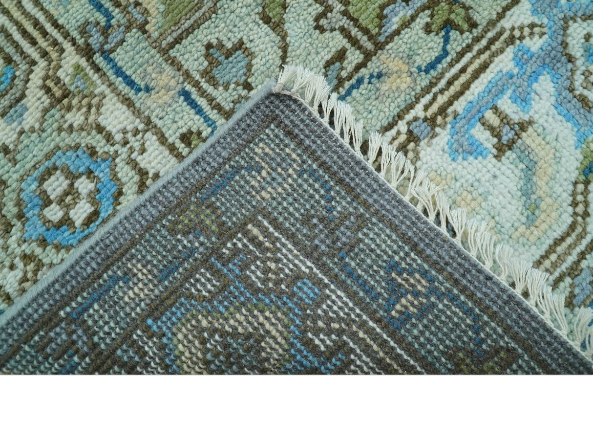 Traditional Blue And Gray Oushak Hand knotted Wool Area Rug