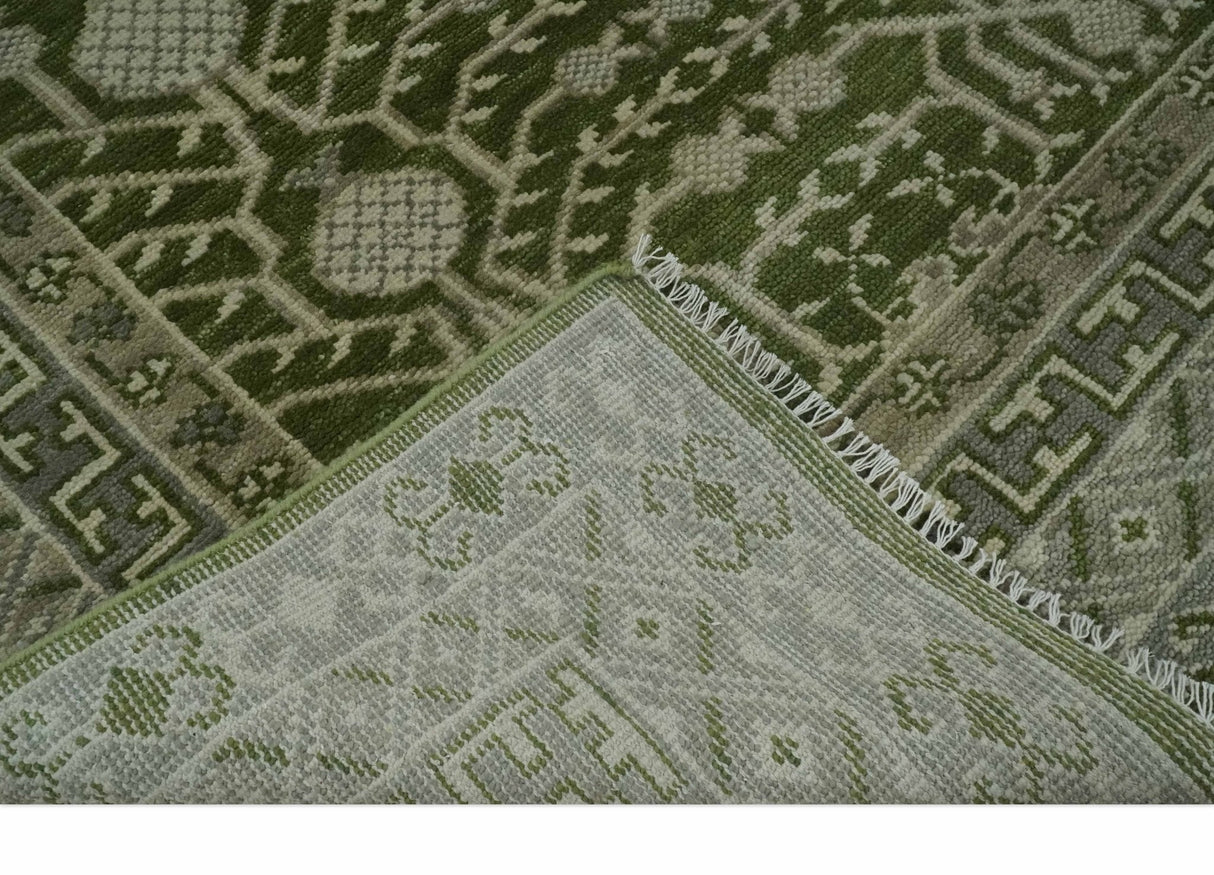 Traditional Khotan Design Hand knotted Green and Ivory 8x10 wool Area Rug