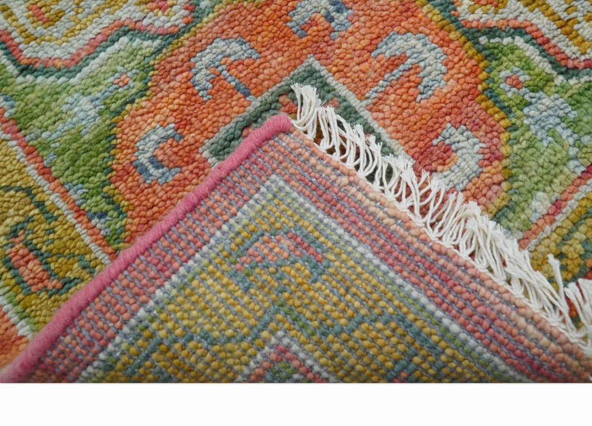 Traditional Mamluk Design Orange Hand knotted 8x10 Wool Rug