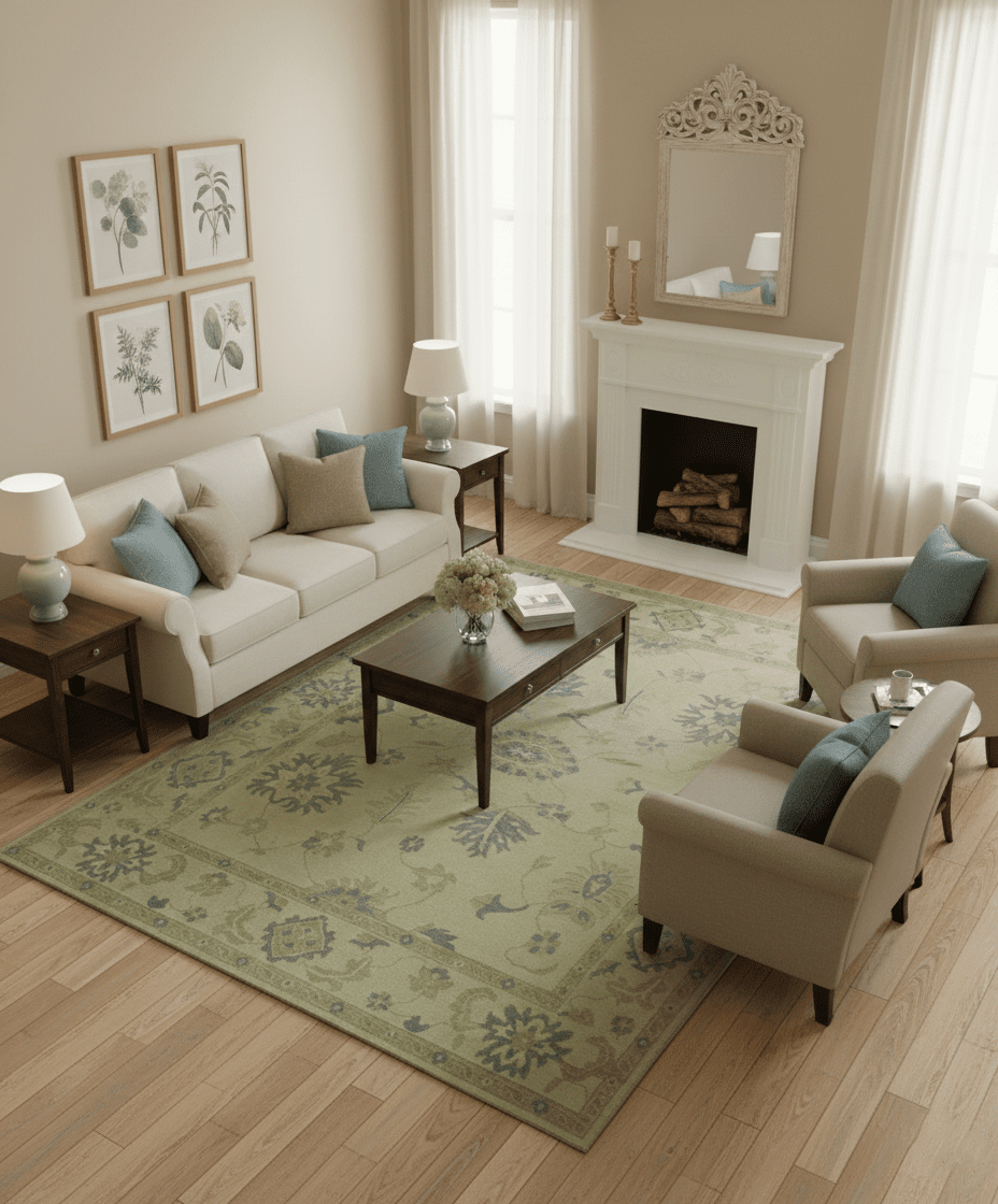 Traditional Oushak Design Beige And Gray Hand Knotted 9x12 Wool Area Rug