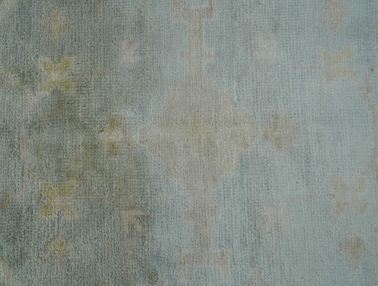 Traditional Oushak Design Blue And Beige 12x15 Hand Knotted Wool Rug