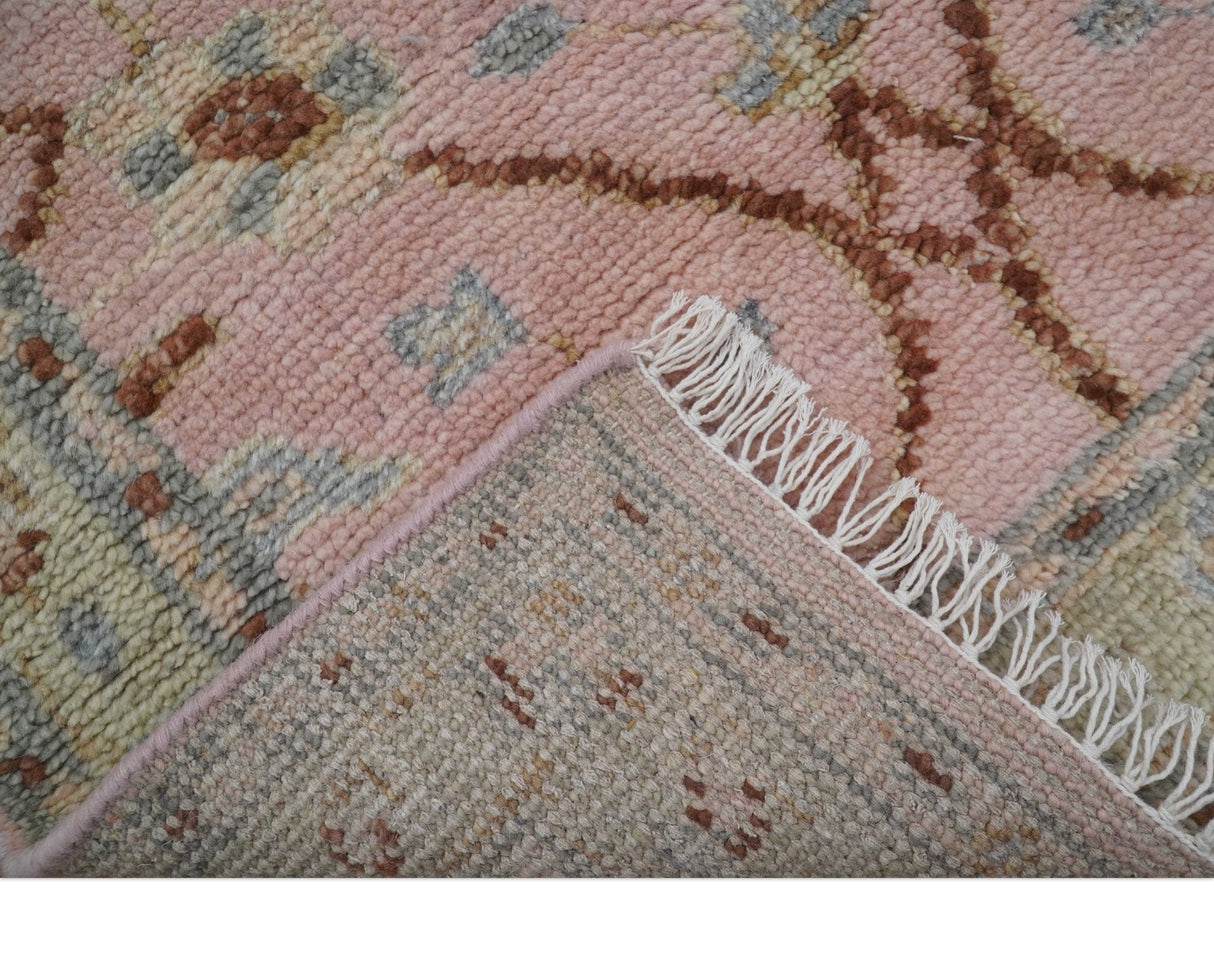 Traditional Peach And Brown Hand Knotted 3x5 Wool Rug