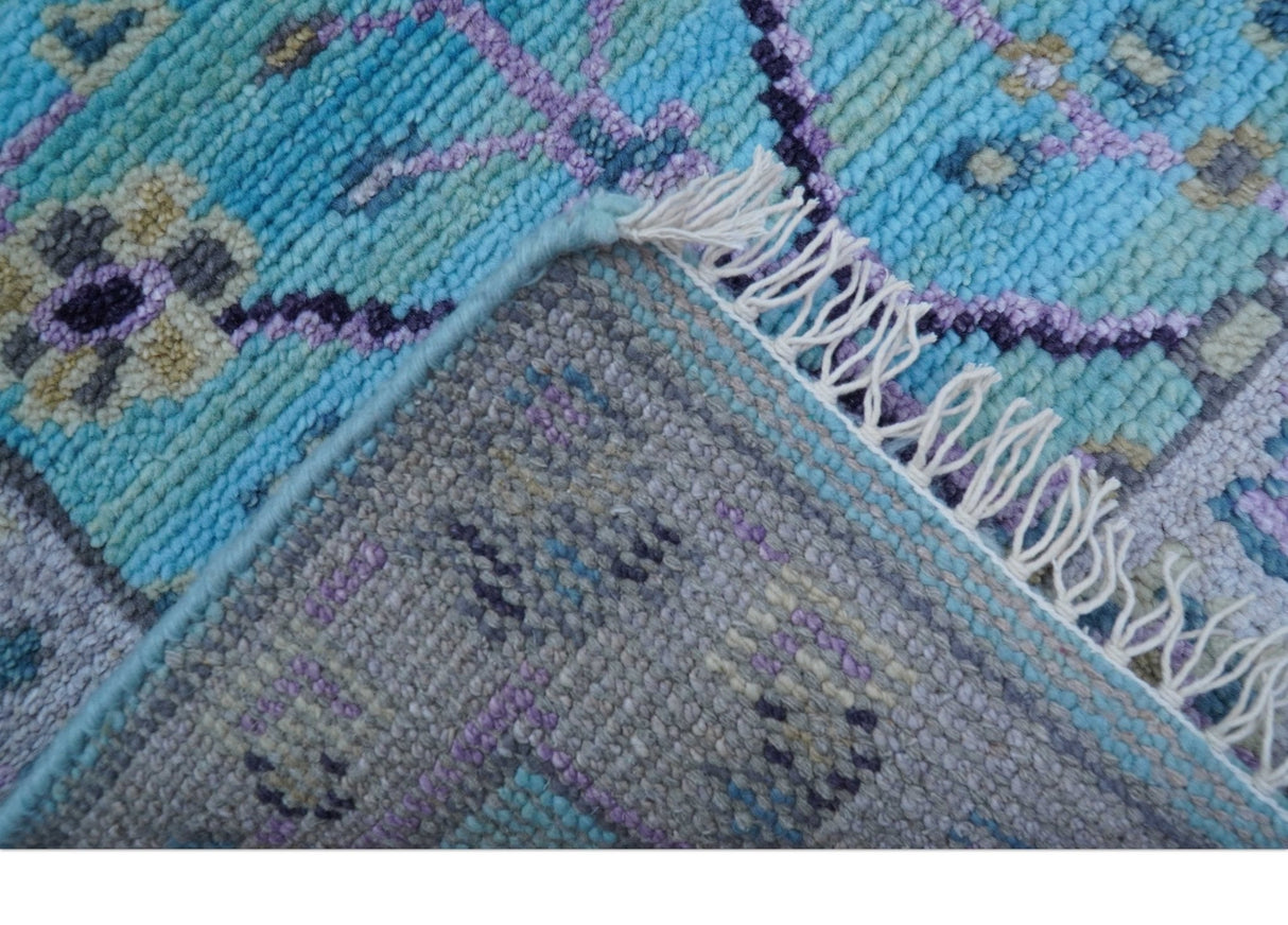 Traditional Style 2x3 Blue And Purple Hand Knotted Wool Rug
