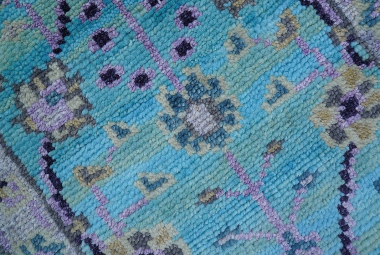 Traditional Style 2x3 Blue And Purple Hand Knotted Wool Rug