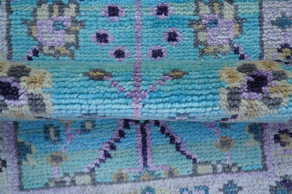 Traditional Style 2x3 Blue And Purple Hand Knotted Wool Rug