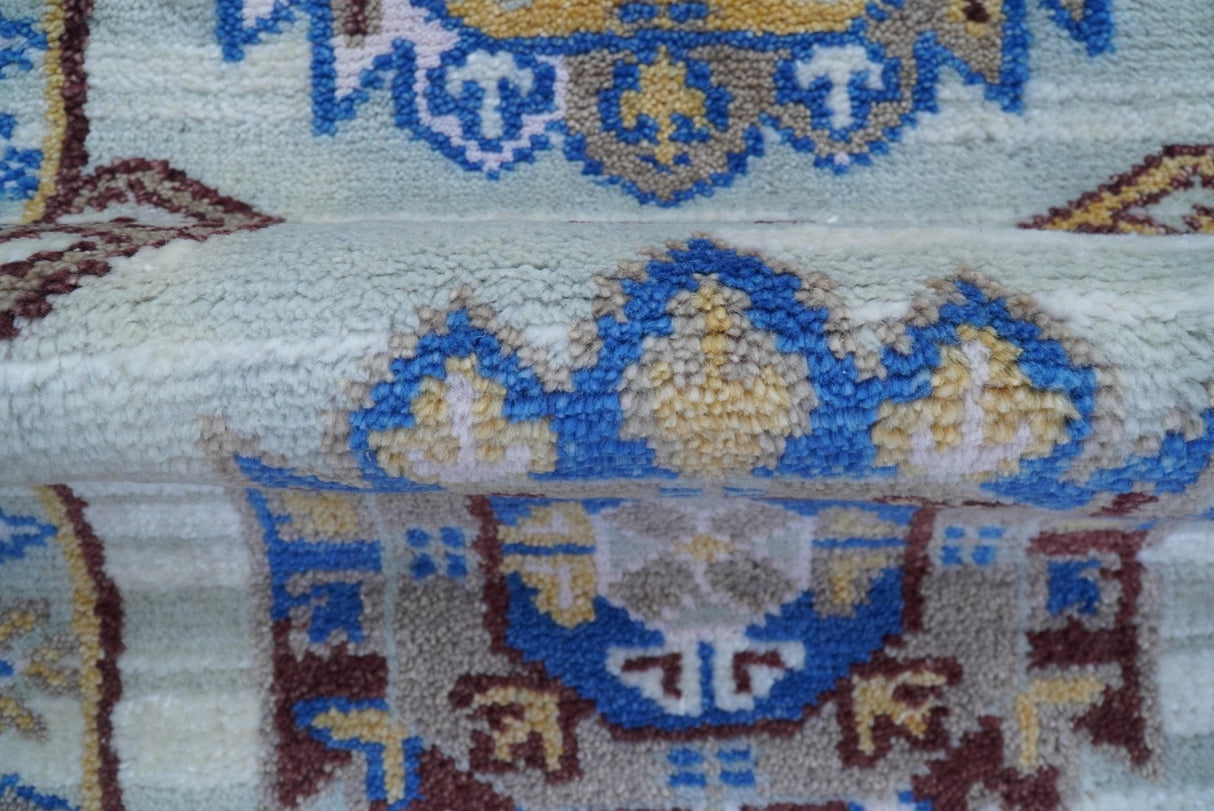 Transitional Silver And Brown Hand Knotted 2.7x10 Wool Rug