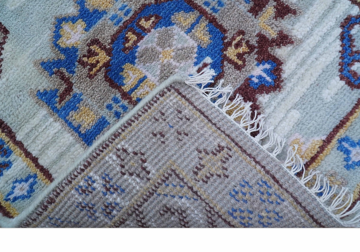 Transitional Silver And Brown Hand Knotted 2.7x10 Wool Rug