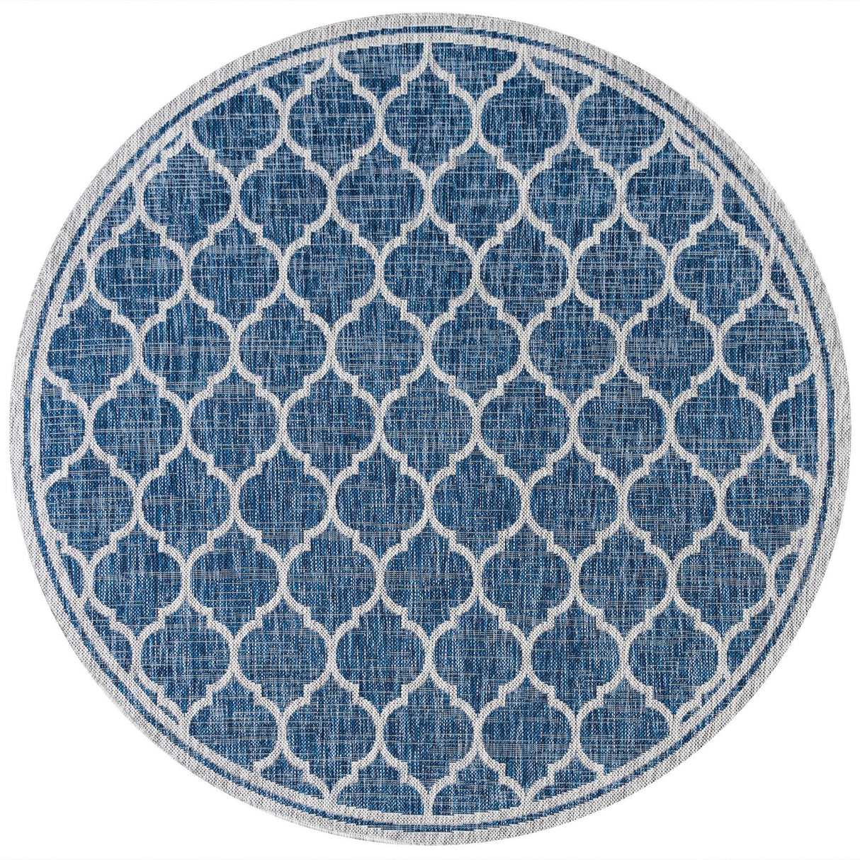 Trebol Moroccan Trellis Textured Weave Indoor/Outdoor Round Area Rug - Tuesday Morning - Area Rugs