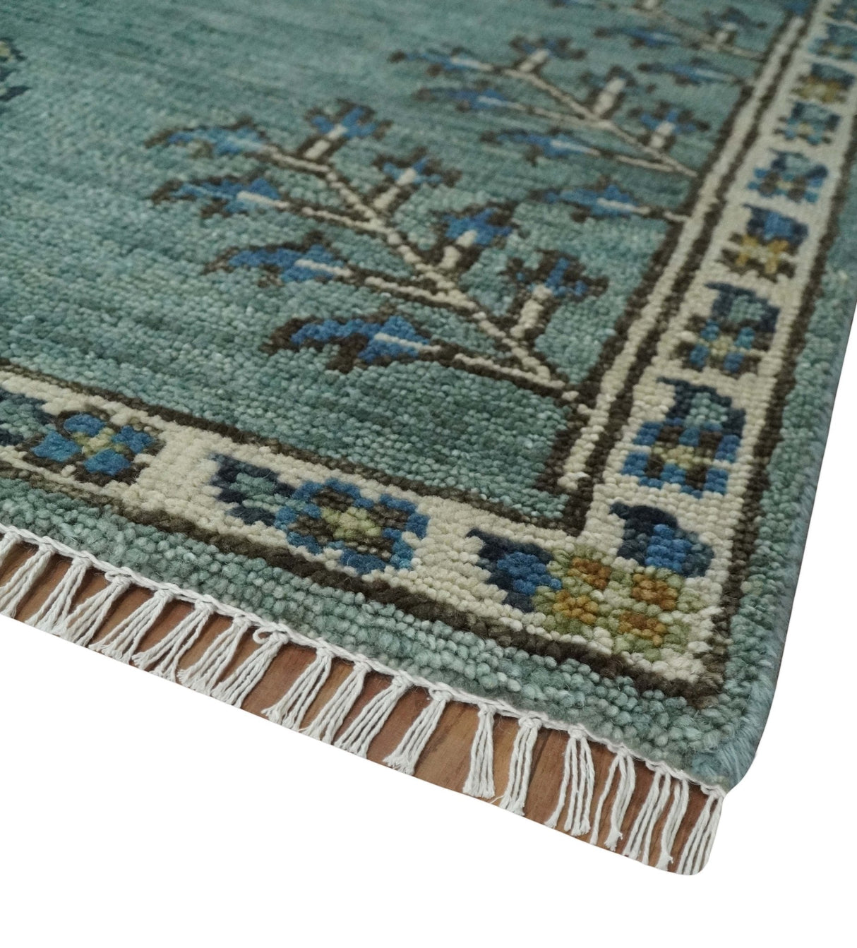 Tree of Life Green Traditional Hand Knotted Turkish Design 8x10 Wool Area Rug
