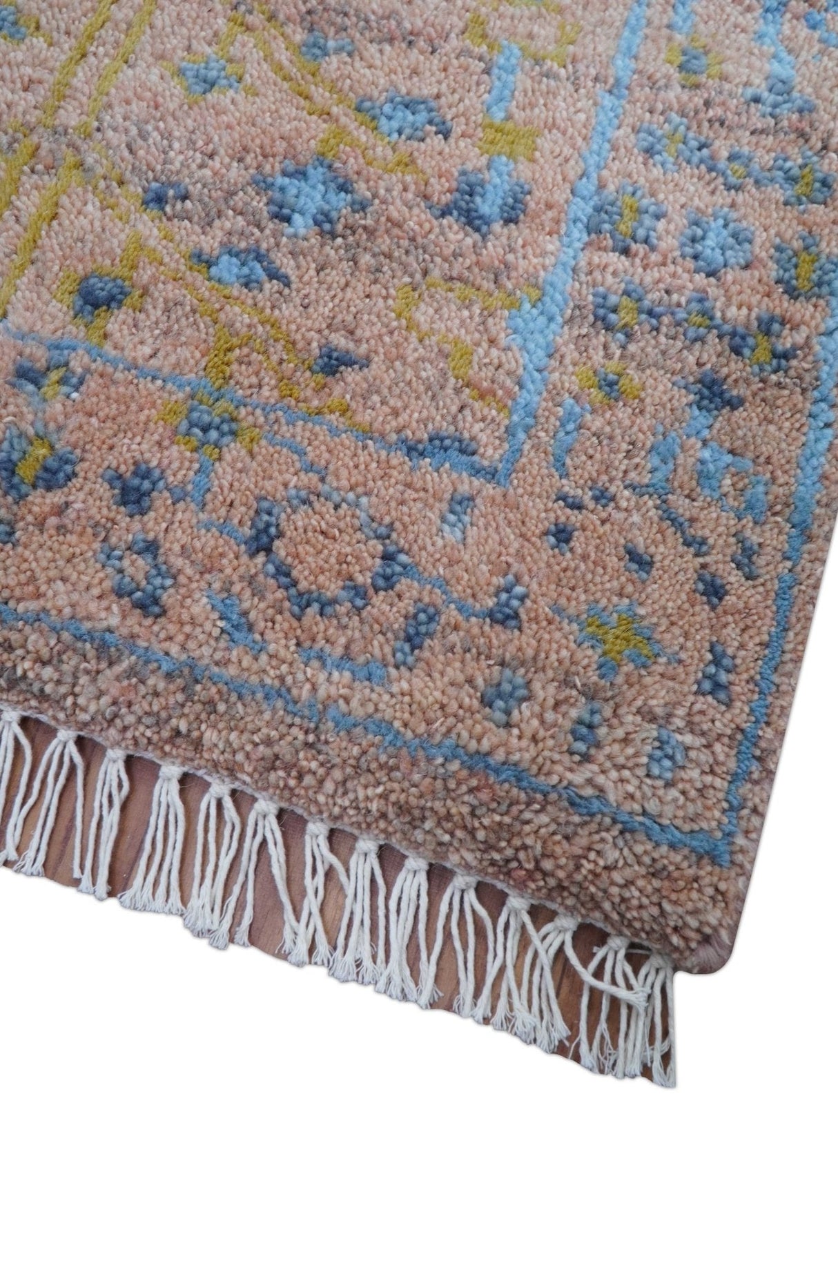 Tree of life Peach And Blue Hand Knotted 2x3 Wool Rug