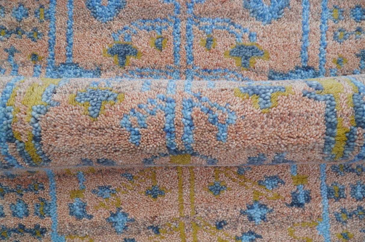 Tree of life Peach And Blue Hand Knotted 2x3 Wool Rug
