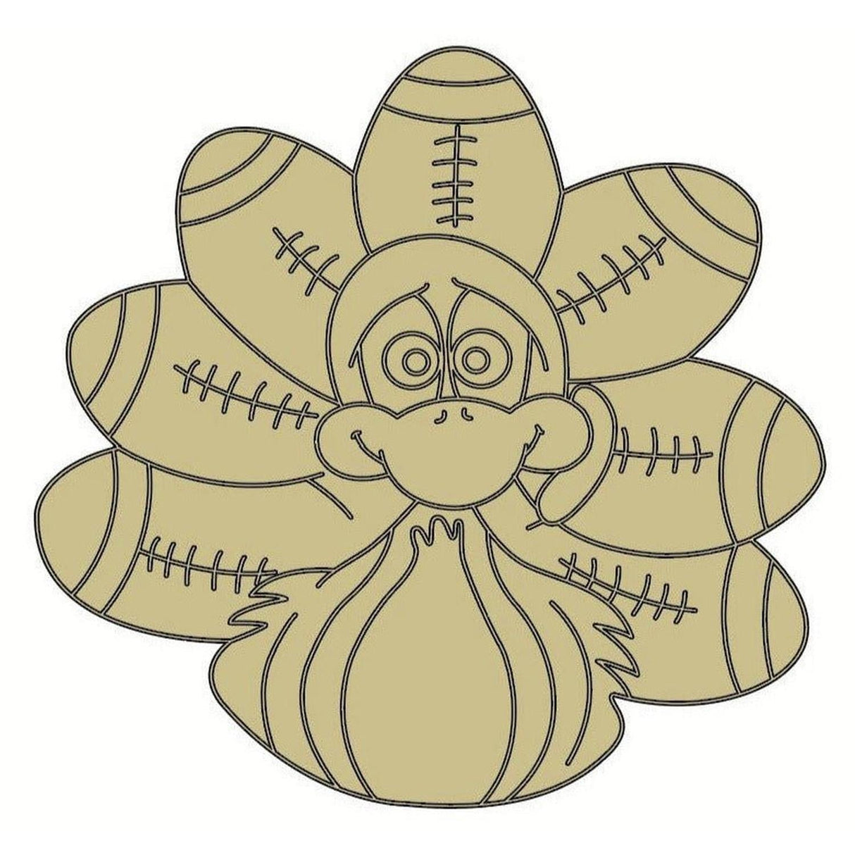 Turkey Football Feathers Unfinished Wood Cut Out