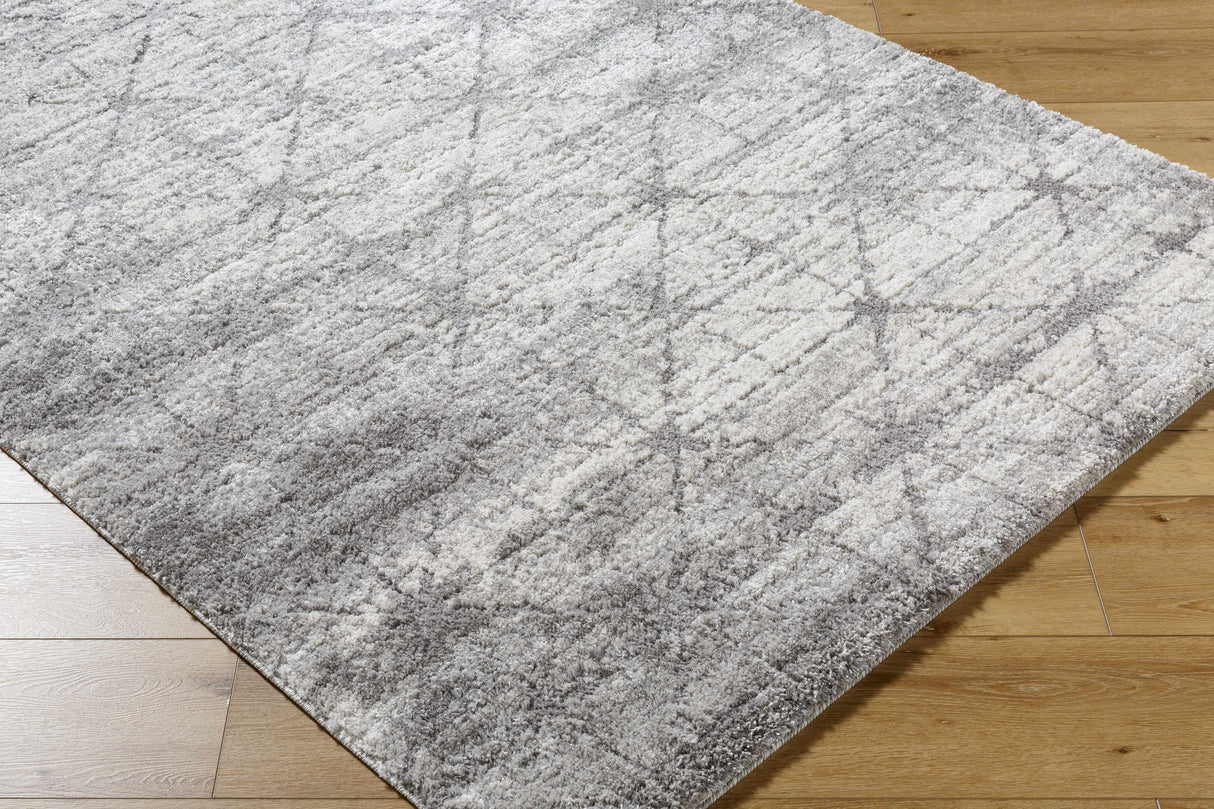 Tyree Distressed Gray Trellis Area Rug